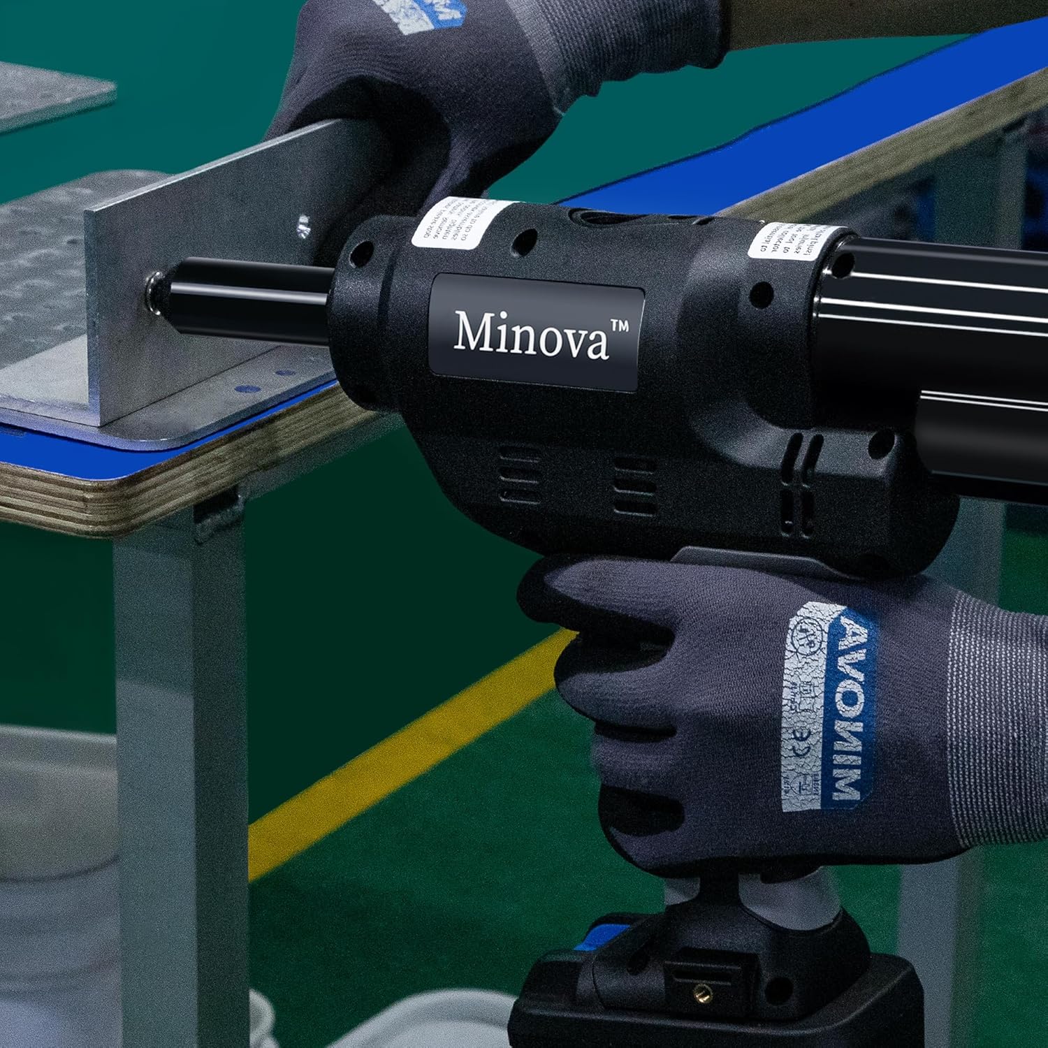 18V Brushless Rivet Gun, Battery Cordless Rivet Tool Compatible with Stainless Steel Rivets, Bare Machine Automatic Rivet Recoil with MWK Battery Converter, Portable Carrying Case